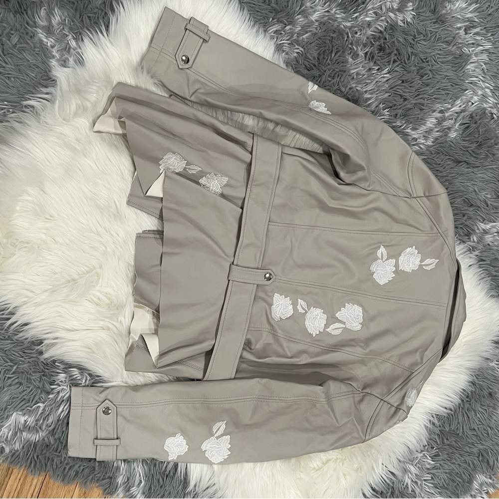 INC International Concepts Beige Floral Faux Leather Jacket - Picture 9 of 15
